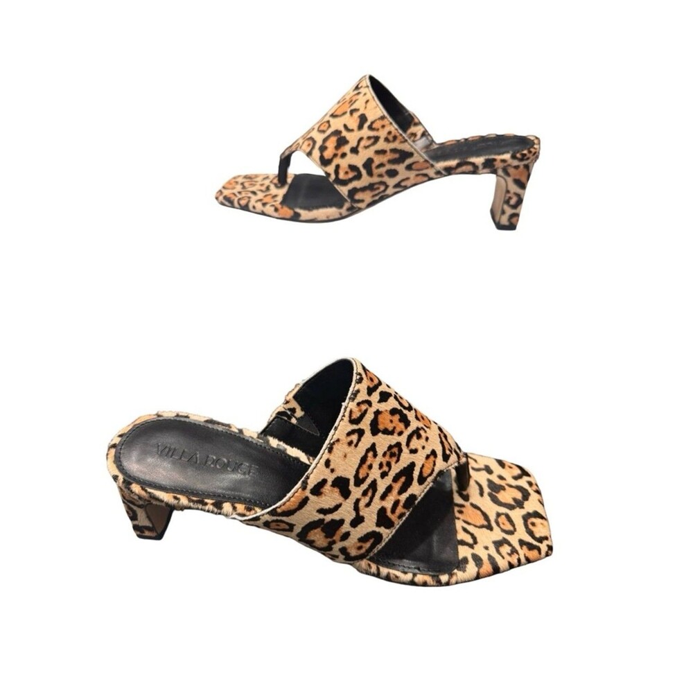 Villa Rouge Leopard Print Toe Loop Mule Sandals Women's 6.5 Low Heel New Box